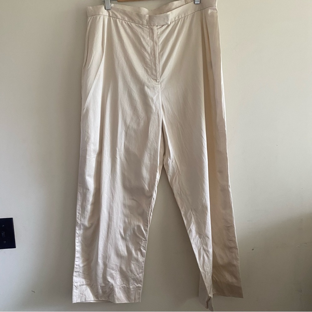 Lafayette 148 New York Cream Trousers Relaxed Fit